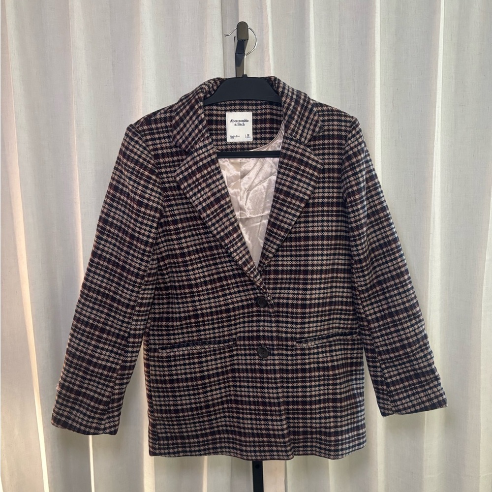 Abercrombie & Fitch Black and White Checkered Blazer